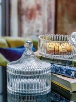 Ribbed Glass Candy Jar with Lid